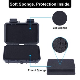 Lykus HC-1510 Mini Hard Case Dry Box with Foam Insert, Interior Size 5.9x3.35x1.5inch, IP66 Splash-Proof