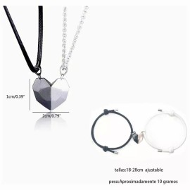 TECNOLOGÍA INFINITA Corazón Magnético Amor, 2 Pulseras Pareja De Imán+2 Collar