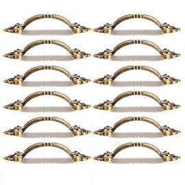 Dophee Antique Stylish Handles, Door Knobs, Drawers, Mini Handles, Knobs, DIY, Retro Style, Furniture, Brass, Set of 12