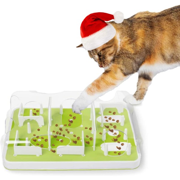 ALL FOR PAWS Interactive Cat Puzzle Feeder, Treat Dispenser Cat Toy Cat Brain Stimulation Toys Slow Feeder Cat Enrichment Toys for Indoor Cats