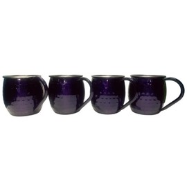 Ornate International Moscow Mule Mug, Stainless Steel, 16 oz Capacity, Holiday Gift, Cocktail Drinkware set of 4 pcs (Blue)