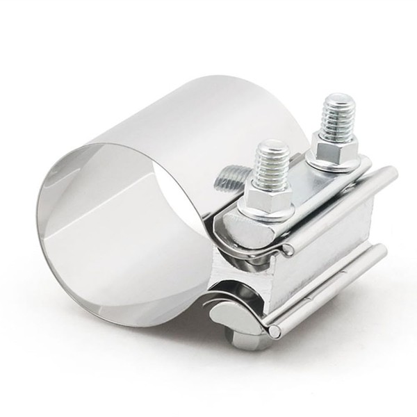 AotoKoop Exhaust Clamps, Butt Joint Band Clamp Sleeve Connector Stainless