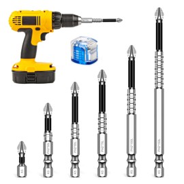 High-Magnetic Screwdriver Drill Bit Set, 6 Pcs Anti-Slip Impact Bits with Magnetiser, Durable and Precision Screwdriver Bits Kit, Compatible with Electric Drill and Driver Tools