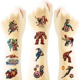 40pcs Avengers Temporary Tattoos for kids, Birthday Themed Party Supplies Decoration Favors Cartoon Sticker for Boys Home Activity Class Prizes Carnival Christmas Rewards