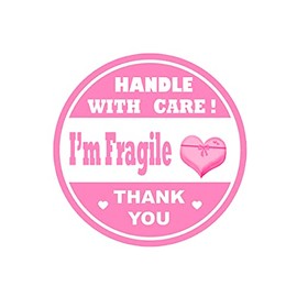 Pink Fragile Stickers Iâm Fragile Box Labels, 1.5 Inch Round Thank You Sticker,Fragile Shipping Sticker for Personal Gift Bag, Small Business,mailing Packages and Box(500 Pcs)