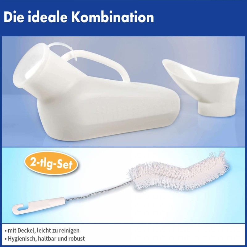 Unisex 800ml White Travel Urinal with Attachment and Urine Bottle