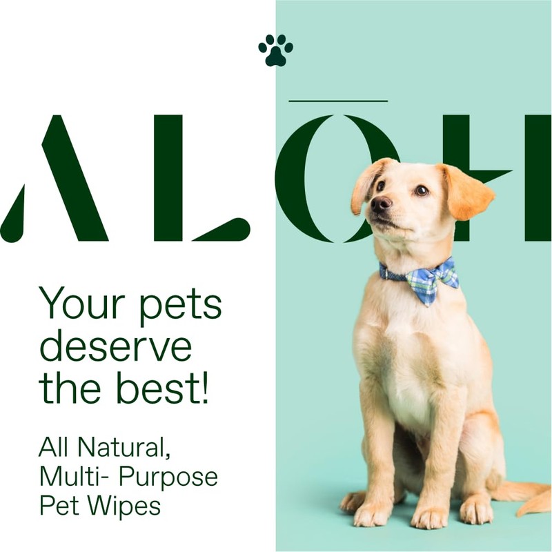 ALŌH Hypoallergenic | All-Natural | Multi-Purpose Pet Wipes, Unscented 50ct