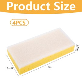 RUBII 4 Pcs Drywall Wet Sanding Sponge, 9 Inch Washable Double Sided Drywall Finishing Sponge, Reusable Drywall Sanding Blocks for Wiping Dust Smoothing Surface