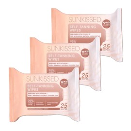 Self-Tanning Wipes – 3 x 25 Pack (75 Wipes Total) | Gradual Self-Tan Towelettes for Face & Body | Vegan, Streak-Free, Quick-Drying | Unisex Bronze Glow