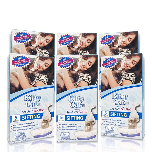 Alfapet Kitty Cat Pan Disposable, Elastic Sifting Liners- 5-Pack +
