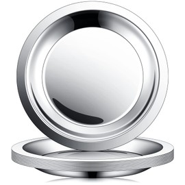 Set of 8 Wine Bottle Coaster Smooth Stainless Steel Coasters Silver Heat Resistant Metal Coasters for Table Drink Bottle Tea Cup Accessories, 4.5 Inches