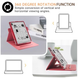 Xuanbeier Case Compatible with BOOX Tablet Go 10.3 ePaper E Ink Tablet,Multi-Angle Viewing Protective Cover with Pocket,Handstrap and Pen Holder,Auto Wake/Sleep,Red