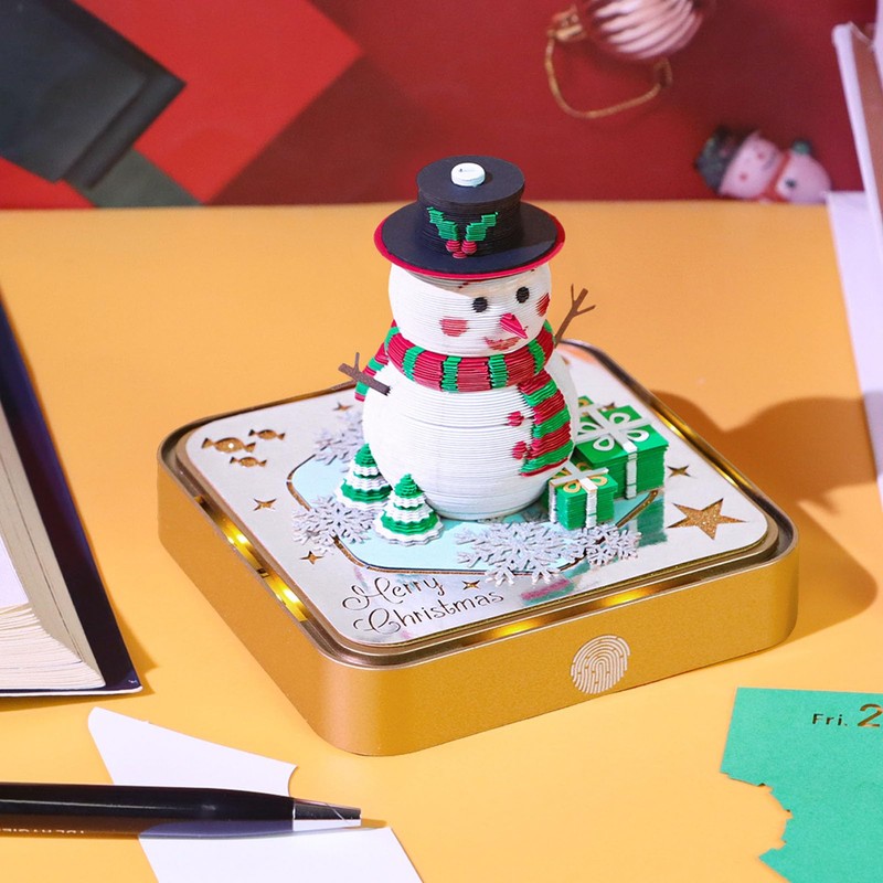 Luocute 3D Calendar, Tear Away Paper Carving Art Snowman 3D