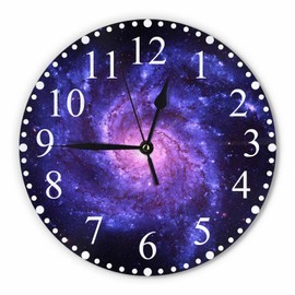 KEEPSUPER Spiral Galaxy Wall Clock 10 Inch Battery Operated Clock Silent Non-Ticking Modern Clocks Decorative for Home Kitchen Living Room Bathroom Office