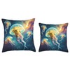 Fantasy Steampunk Jellyfish Sea Throw Pillow