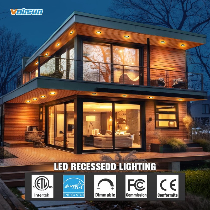 VOLISUN 24 Pack 4 inch Recessed Lighting, 5CCT LED Black