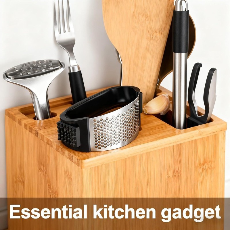Stainless Steel Garlic Press Rocker, Portable Kitchen Essential, Ergonomic Handle