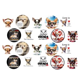 HHTDesigns Bottle Cap Images (25mm) 1" ~ Precut  Chihuahua - Lot of 40 images 1"