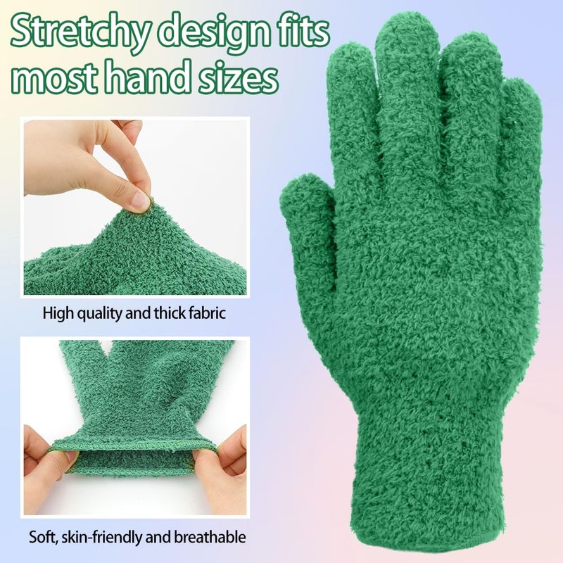 Ardusnpe 3 Pairs Microfiber Dusting Gloves - Washable Cleaning Mitt