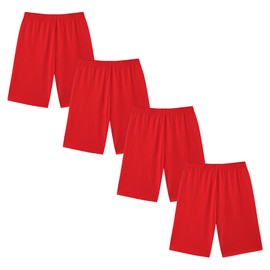 WinZero Girls Shorts Cotton Black Cycling Shorts Girls Over Knee Half Length School PE Dance Summer Shorts for Kids 5-12 Years 4 Pack