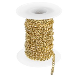 sourcing map 16.4Feet Aluminum Link Chain, Link Cable Chain Oval Plated Chain Bulk Craft Making Chain Roll for DIY, 5.5x3.5x1mm, Gold