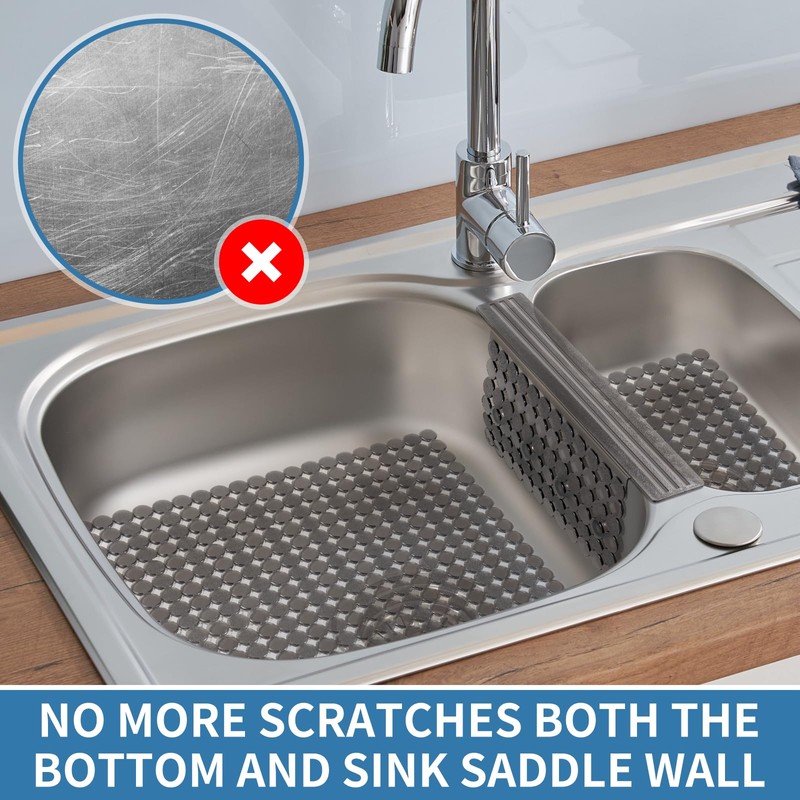 Bligli Plastic Sink Saddle, Sink Divider Mat with Strong Suction