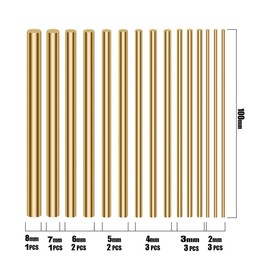 SKYPRO 15pcs Dia 2-8mm Brass Rod Bar Watchmaker Lathe DIY Watch Tool Craft Parts 100mm Length