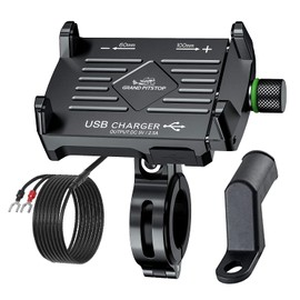 GRAND PITSTOP Bike Phone Mount Holder, Camera Friendly, Aluminum Motorcycle Phone Mount, Handlebar Mounted Cell Phone Holder for Bike, 360° Rotation, Universal Phone Mount for 4.5-7 Inch Phones Black