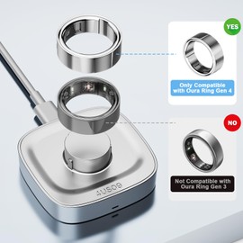UNAQO for Oura Ring Gen 4 Charger | Size 9 | Fast Charging Dock | USB-C Cable | Sliver 9