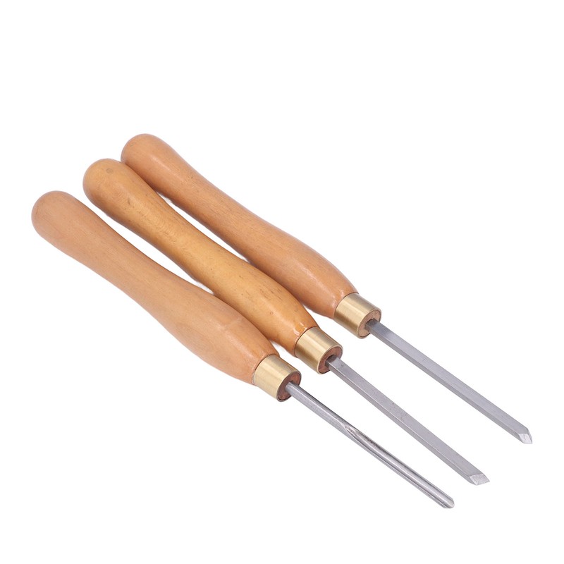 3Pcs Wood Lathe Turning Tool Chisel Beech Handle Steel Insert