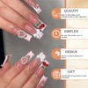 GlamRays 3D Cherry Bow Pearls False Nails White French Tips