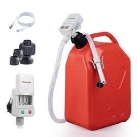 Automatic Fuel Transfer Pump with Auto-Stop, 51'' Extra Long Hose, 3.2 Gallon per Min, Fast and Safe Portable Gas Can Pump for Oil,Battery or USB Powered, 4 Can Adapters,Diesel,Gasoline (Gray)