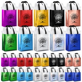 Kolldenn 30 Sets Family Reunion Favors Family Reunion Gift Bags with Handle and Tissue Paper Remember Our Roots Reusable Non-woven Tote Bags for Guest Gathering Party Souvenir Gifts, 8 x 4 x 10 Inch
