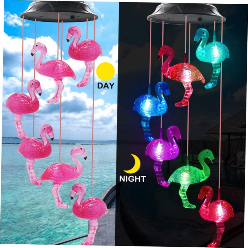 Happyyami Solar-Flamingo Solar Light for the Garden, Solar Wind Bell