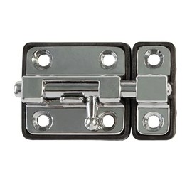 Amig - Overlap Pin for Doors Mod.383 | 54 x 36 mm | Security Latch with Plastic Base | for Horizontal Closure | Chrome Steel | Includes Screws