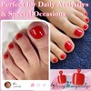 AddFavor 120pcs Red Press on Toenails for Women, Toe Nail