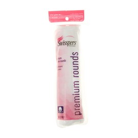 Swisspers Premium 100% Natural Cotton Rounds, Hypoallergenic, Reclosable Bags, 80-Count Bag