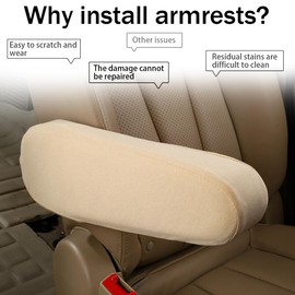JNNJ 2 x Universal Car Armrest Cover, Armlet Car Universal Chair Armrest Cover, Car Front Seat Armrest Cover, with Elastic Closure, Car Seat Accessories (Beige)