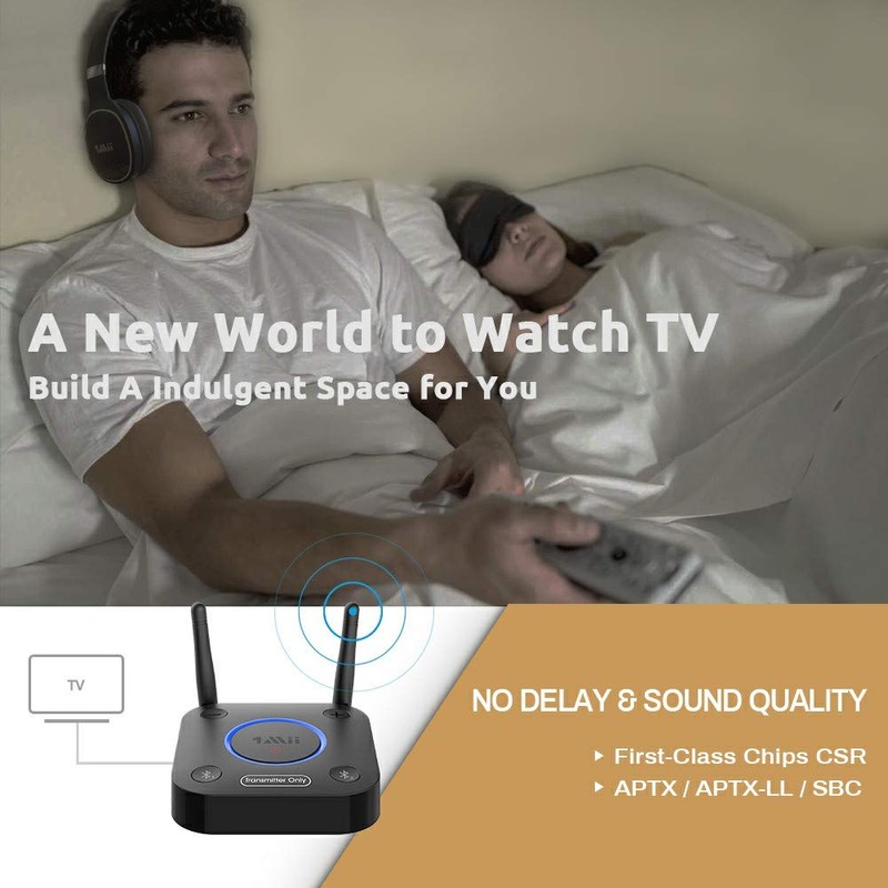 1Mii Bluetooth 5.2 Transmitter for TV to Headphones, Long Range