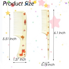 Small Cute Hair Comb,2 Piece Mini Hair Comb Set Toddler Combs Set for Girls Boys Kids Fine Tooth Rat Tail Comb Portable Plastic Hairdressing Combs Gift For Wet And Dry Hair (Yellow horse)
