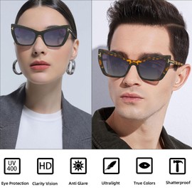LEDING&BEST Sunglasses Polarized for Men Women Lightweight Classic Retro Cat Eye Style sun glasses UV Protection