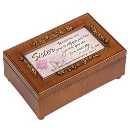 Cottage Garden Sister The World Woodgrain Embossed Petite Rose Music Box Plays Amazing Grace