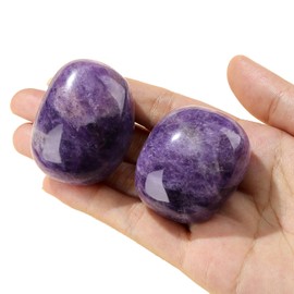 QINJIEJIE Amethyst Crystal Polished Healing Crystals 1.8-2.0" 2PCS Large Reiki Healing Crystal Natural Rocks Energy Tumbled Stones for Reiki Divination Meditation
