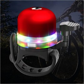 Bike Bell Bicycle Bell with RGB Lights: Mini Red Bicycle Bell for Kids Adults Bike Horn for Road, Bike Accessories(Red)