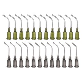 QUARKZMAN Blunt Tip Dosing Needles 14G 16G 45° Curved Dosing Tips 1 Inch End Angled Dispenser Needle with Luer Angle Blunt Needle for Oil or Glue Applicator Olive Grey Pack of 24