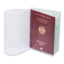 2 x Passport Holder for the New Passport (from April 2017), Waterproof and Transparent in Tear-resistant Protective Case Protects your passport from water, dust and dirt. Two passport holders in a set., transparent, 132 x 191mm
