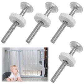 4 Pcs Pressure Mounted Baby Gates Threaded Spindle Rods M10 Extra Long M10 Spindle Screw Bolts Stair Gate Accessory Replacement for Baby and Pet Safety Gates Walk Thru Gate 10mm White