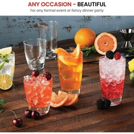 Bormioli Rocco Luna | Set of 4 Beverage Glasses 11.5 Oz. | Weighted Bottom Glass Tumbler | Hi-ball Glasses for cocktails or Juice | Sleek Design with Bubble Base | Dishwasher Safe | Made in Italy