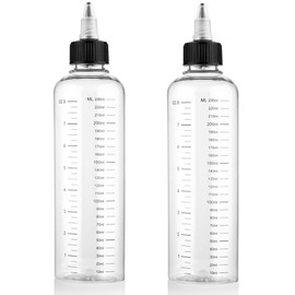 COMNICO Pack of 2 Applicator Bottles for Hair 8.5 oz Plastic Hair Oil Applicator Hair Tools Hair Colours Squeeze Bottle Hair Dye Brush with Graduated Scale