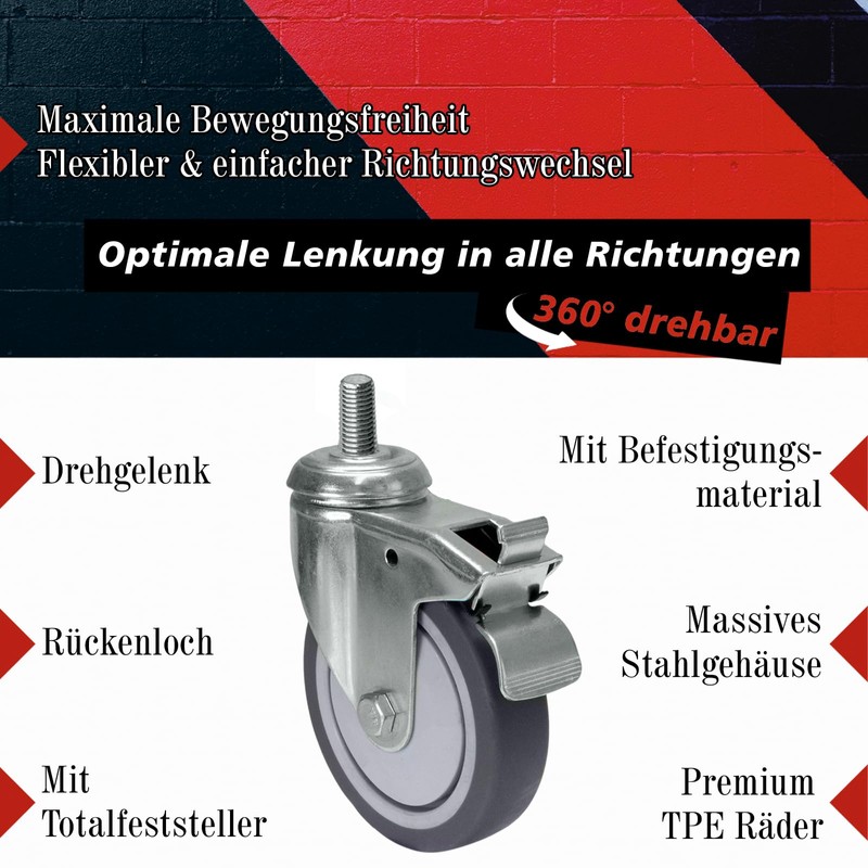 PRIOstahl Set - Equipment Roller with Back Hole/Transport Roller with